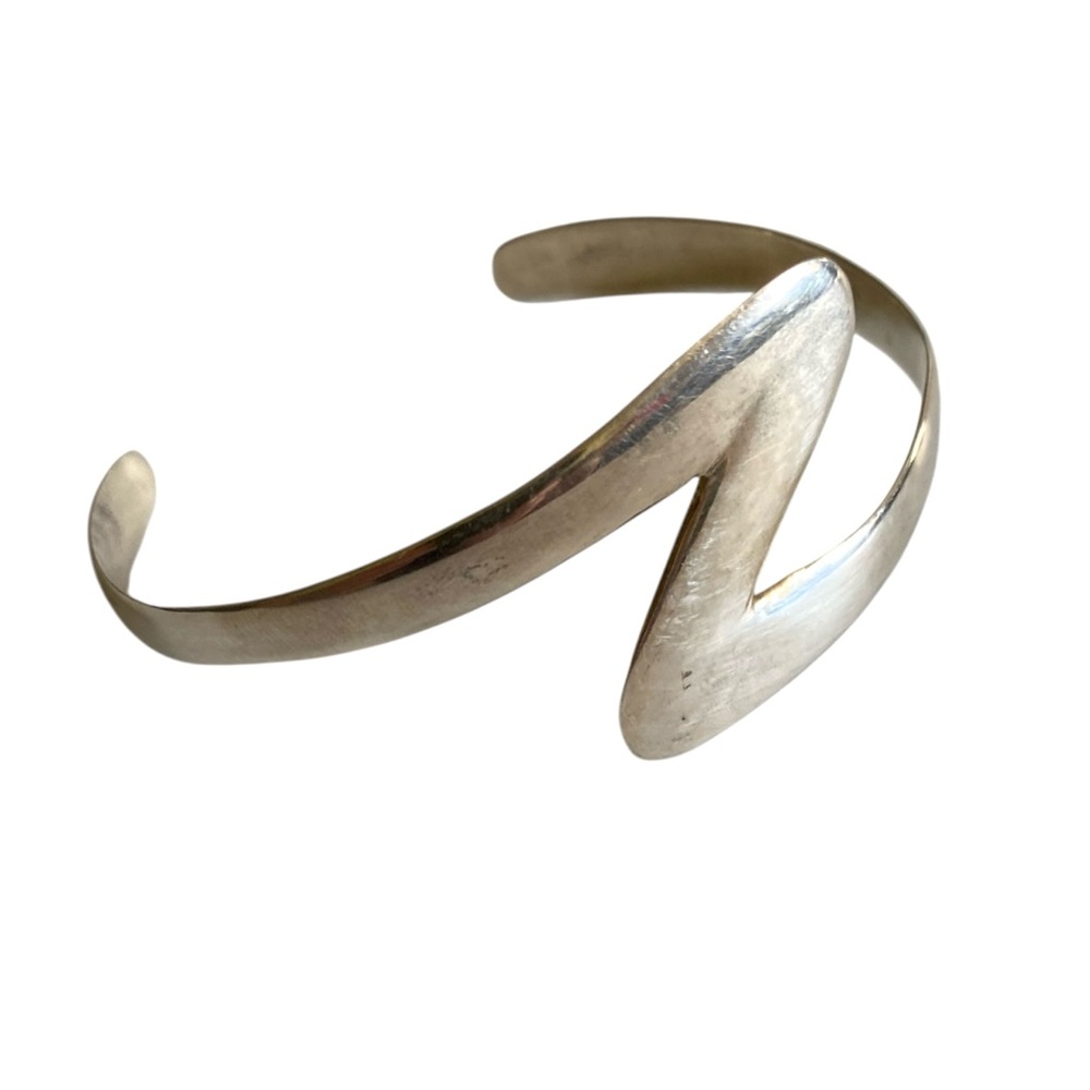 TAXCO MEXICO MEXICAN STERLING SILVER MODERNIST ZIG ZAG CUFF BRACELET 11g